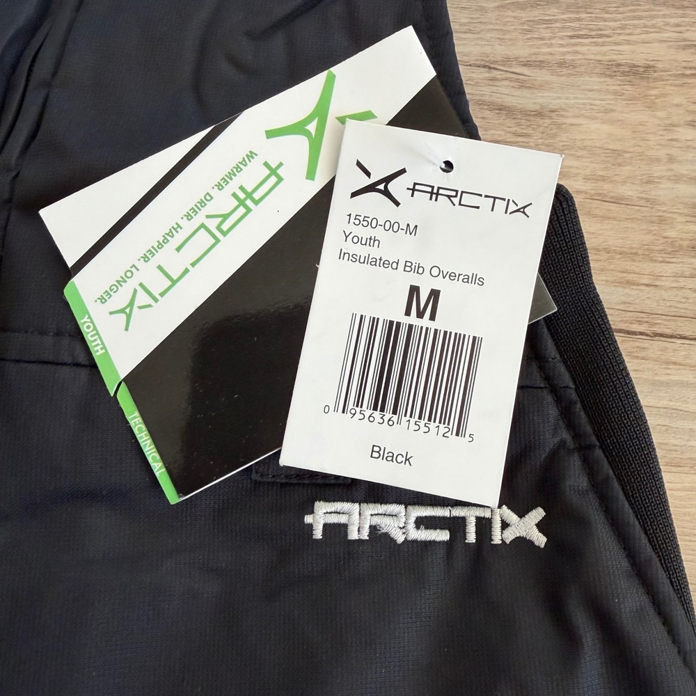 NWT Arctix Youth Insulated Bib Overalls Black Snow Ski Pants Size Medium - Picture 4 of 8